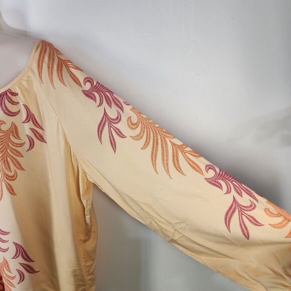 Lascana for Venus Tunic Top XL Orange Pink Long Sleeve V Neck Floral Coverup - Picture 8 of 12